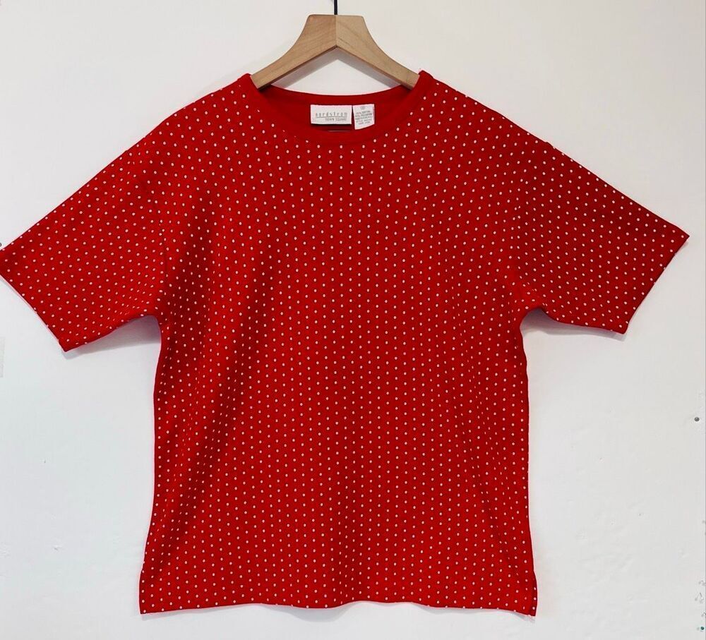 Nordstrom Town Square Red With White Polka Dots Tee Size S
